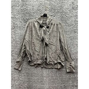 Calvin Rucker Japanese Polyester‎ She Bop Long Sleeve Top Taupe Womens Size S